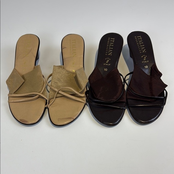 Italian Shoemakers Tan and Brown Sandals - Picture 1 of 8